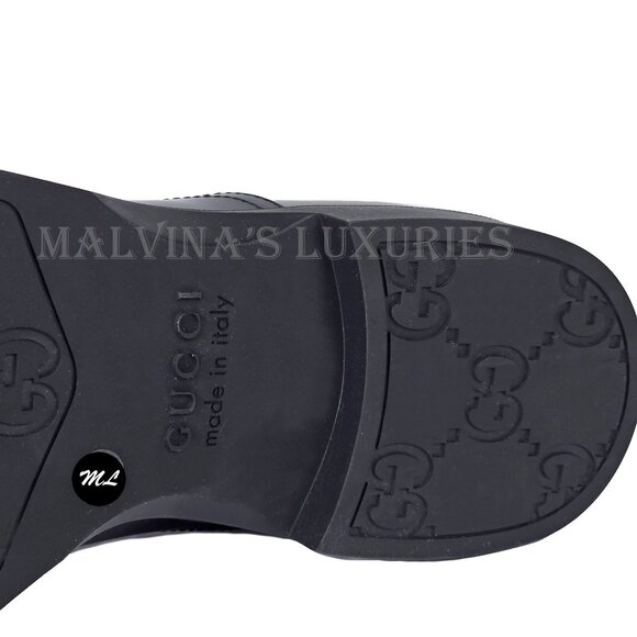GUCCI SHOES MENS BLACK LEATHER TEMPE CAP OXFORD GG LOGO LINING sz 8 US 8.5 main image 15